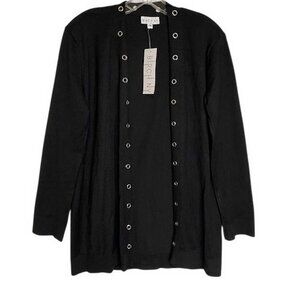 Grommet Trim Long Sleeve Cardigan MEDIUM PETITE (555)